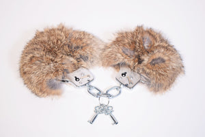 Rabbit Fur Locking Metal Handcuffs