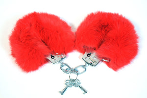 Rabbit Fur Locking Metal Handcuffs