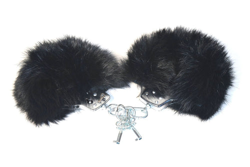 Rabbit Fur Locking Metal Handcuffs