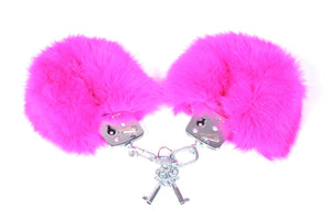 Rabbit Fur Locking Metal Handcuffs