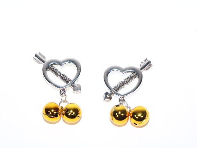 Heart Shaped Nipple Clamp Gold Bell