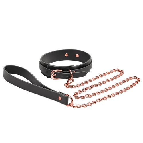 Bondage Couture Collar And Leash-Black